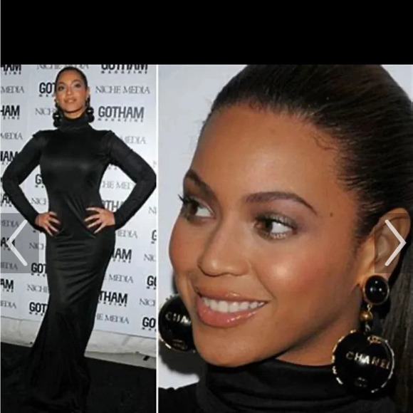 black gown w/ train long sleeve dramatic statement dress like Beyoncé wore sz 8 - Picture 4 of 17